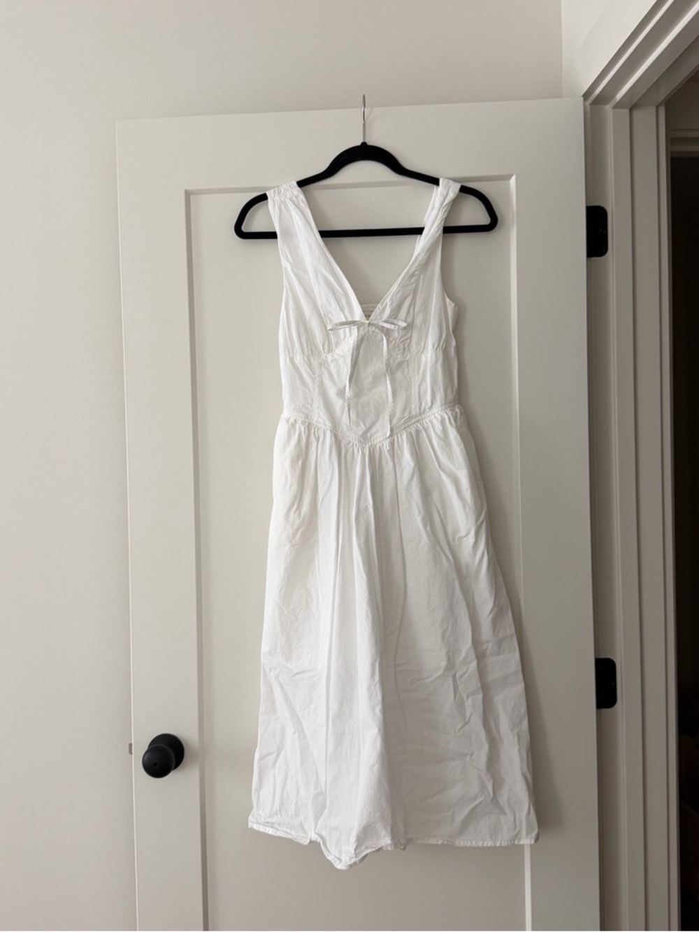 White Midi Sundress with V-Neck